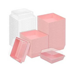 Square Pink Paper Food Boxes w/ Lids, 50 Pcs
