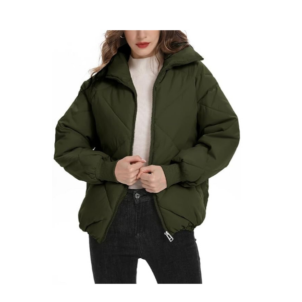 Women's Long Sleeve Full Zipper Winter Puffer Warm Jacket
