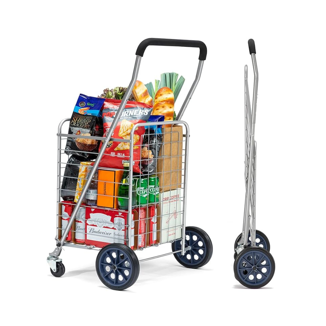 Pipishell Folding Portable Lightweight Shopping Cart with Dual Swivel Wheels