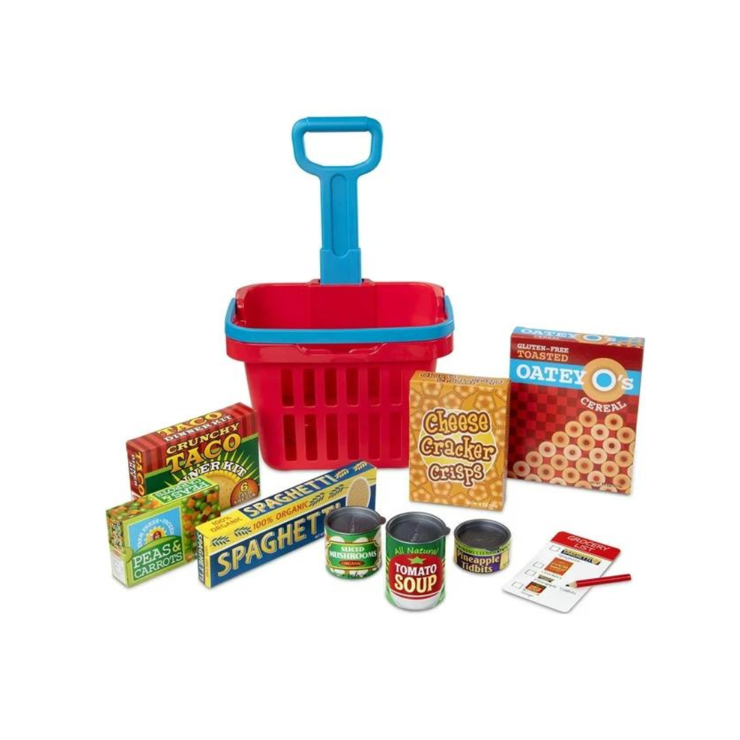11-Piece Melissa & Doug Fill and Roll Grocery Basket Play Set