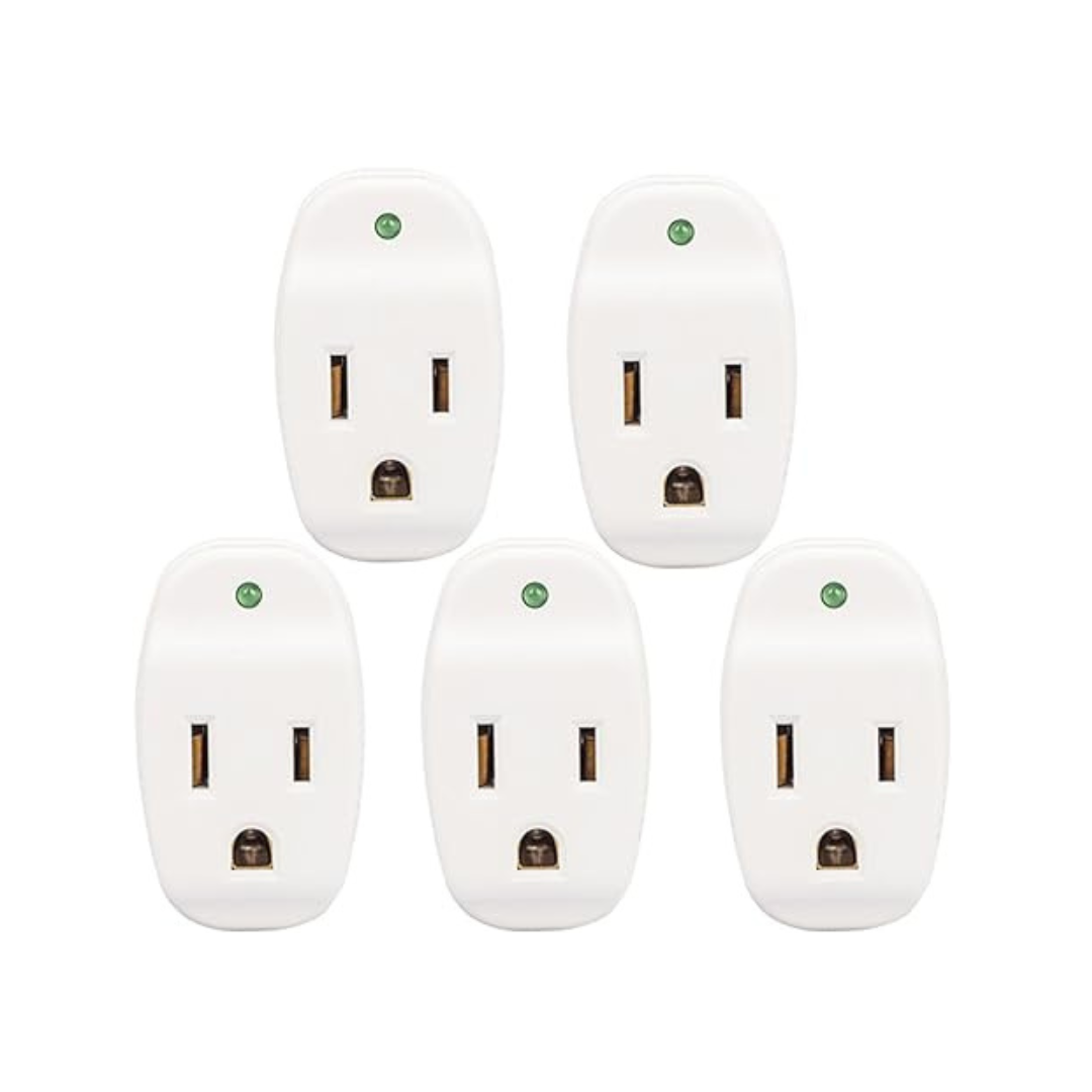 5-Pack KMC Mini 1-Outlet Grounded Surge Protector Adapter