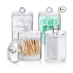 4-Pack Qtip Clear Plastic Apothecary Holder Dispenser
