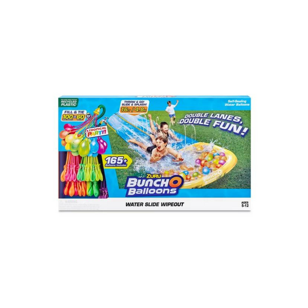 Bunch O Balloons Tropical Party Water Slide Wipeout (2x Lane) with 165+ Balloons Included