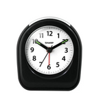 SHARP Quartz Analog Battery-Operated Travel Alarm Clock (Black)