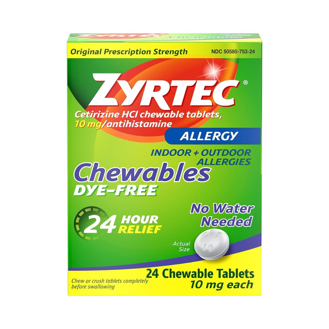 24-Count Zyrtec 24 Hour Allergy Relief Berry 10 mg Chewable Tablets