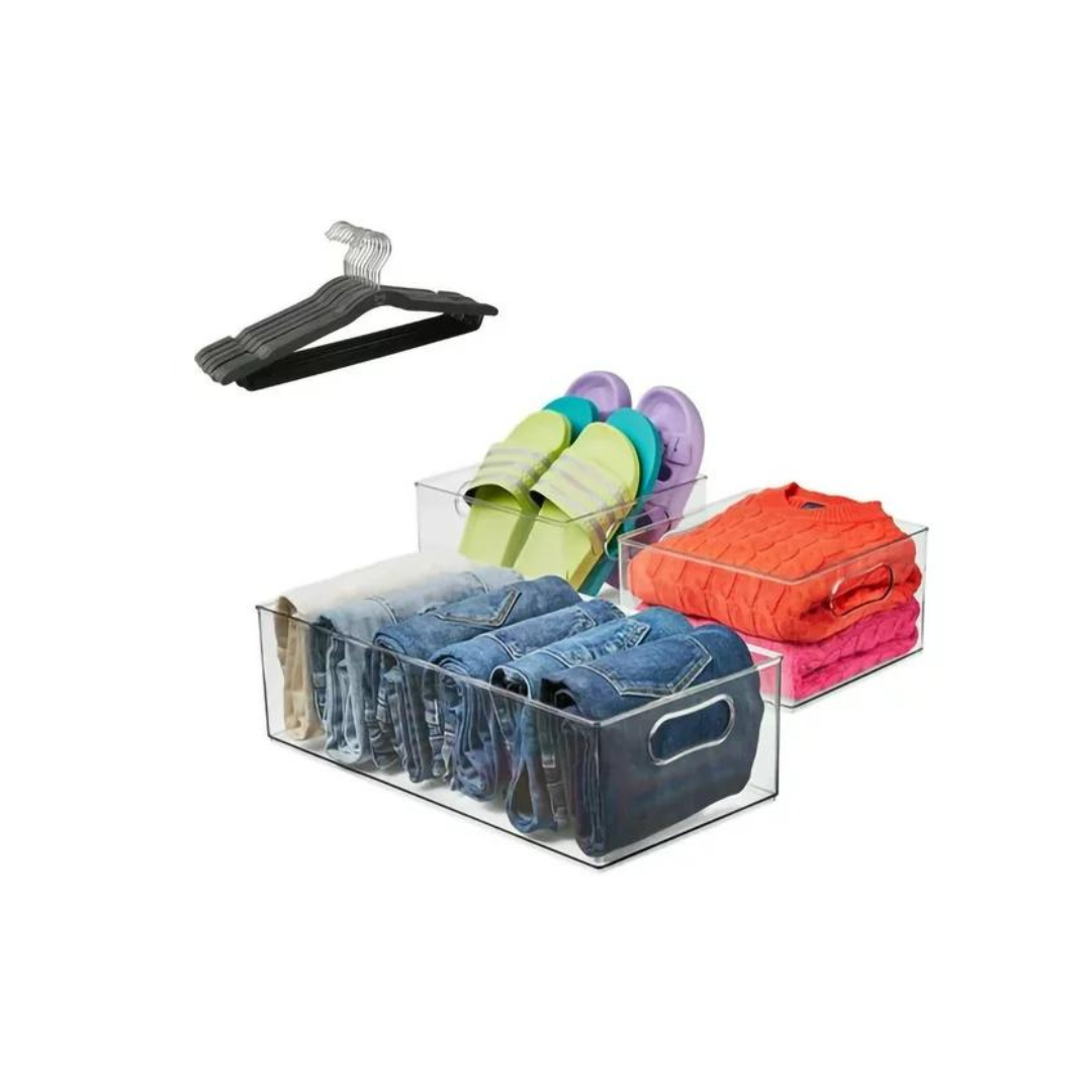 15-Piece The Home Edit Closet Organizing Set with 3 Containers & 12 Hangers