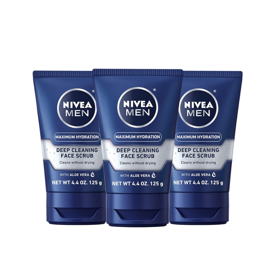 3-Pack Nivea Men's Maximum Hydration Deep Cleaning Face Scrub, 4.4oz