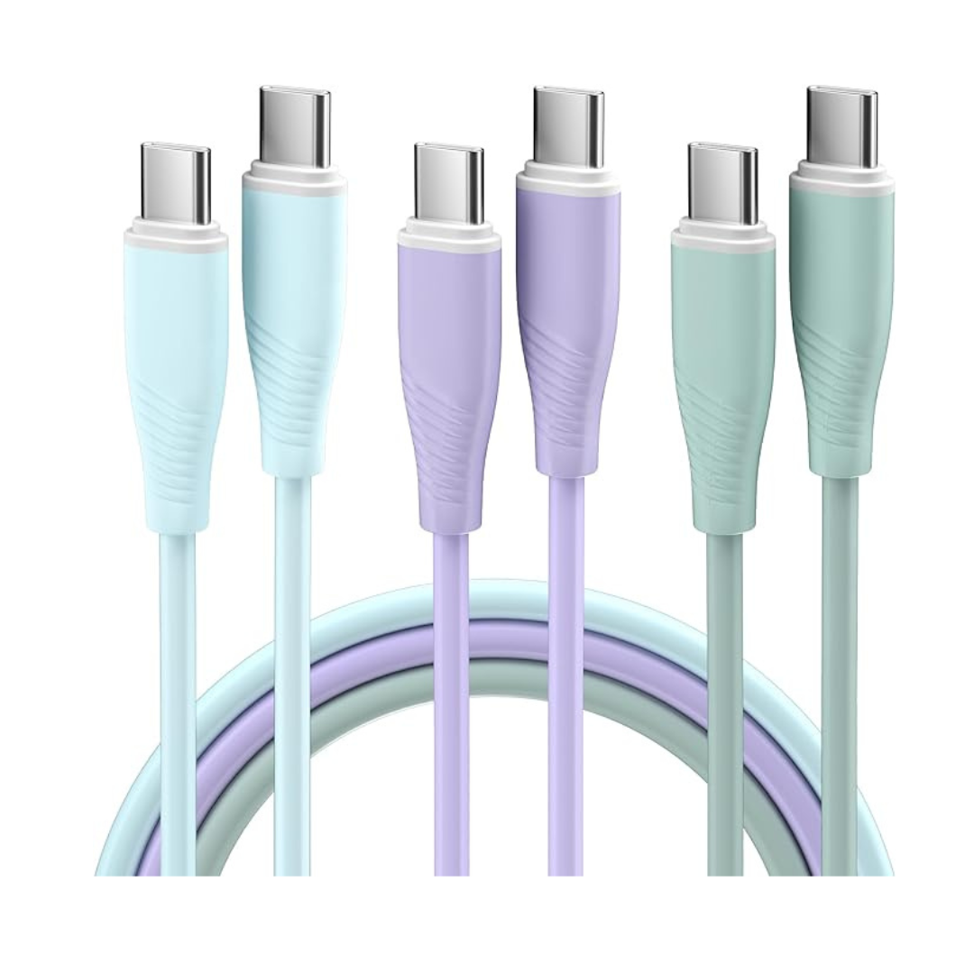 3-Pack Bkayp 6 feet 60W USB Type-C Fast Charging Cable (Multicolor)