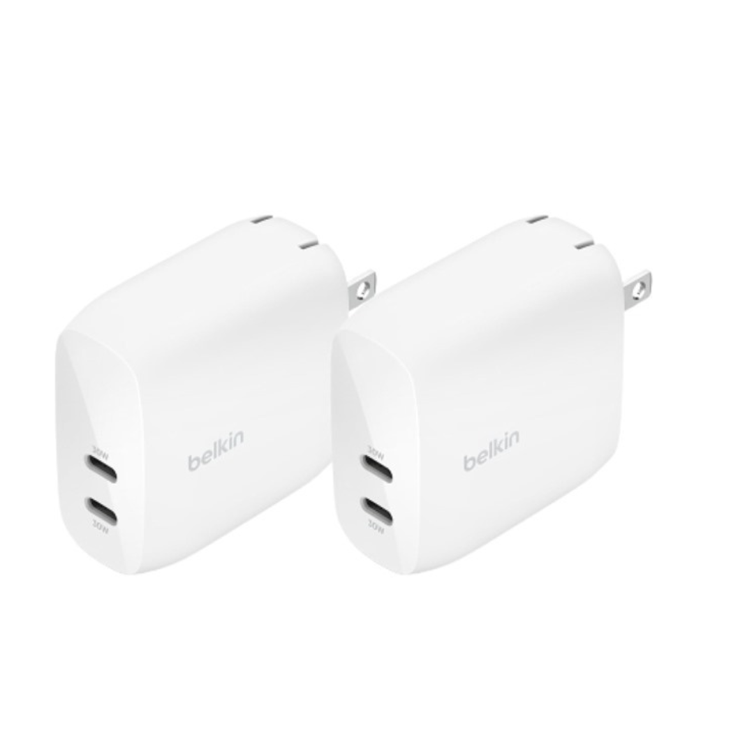 2-Pack Belkin BoostCharge PPS 60W Dual USB-C Wall Charger Adapter