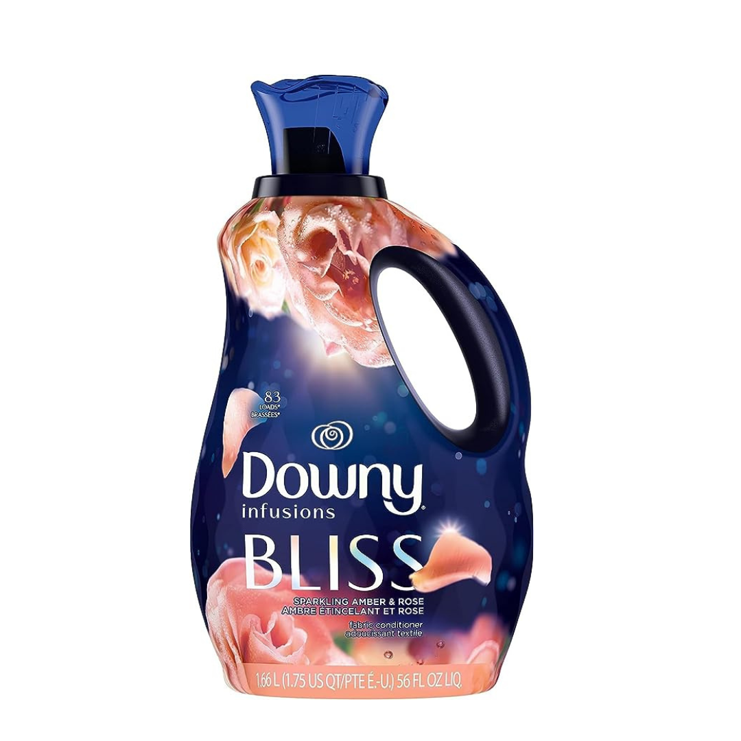 Downy Infusions Laundry Fabric Softener, Bliss, Sparkling Amber & Rose, 56 Fl Oz