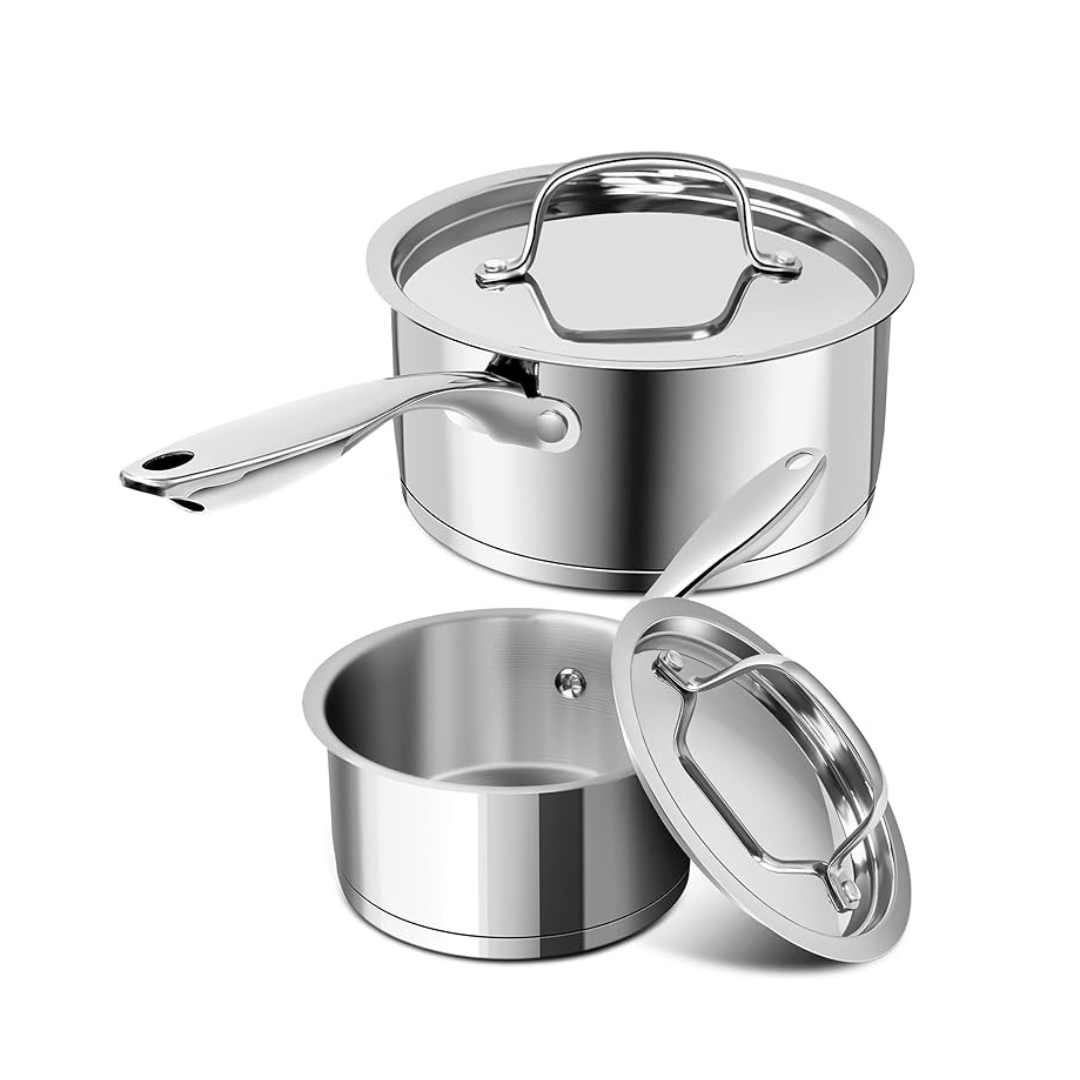 Michelangelo Stainless Steel Saucepan Set with Stainless Lids