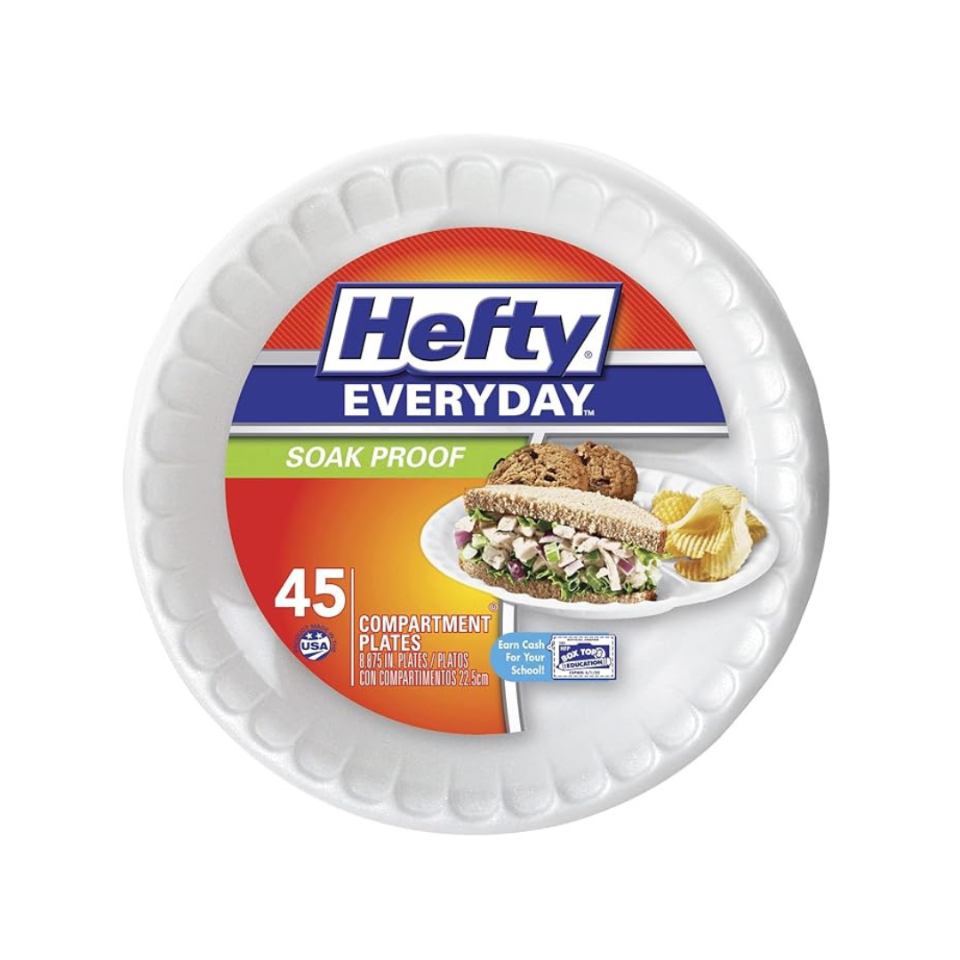 45-Count Hefty Everyday 9" Foam Plates (White)