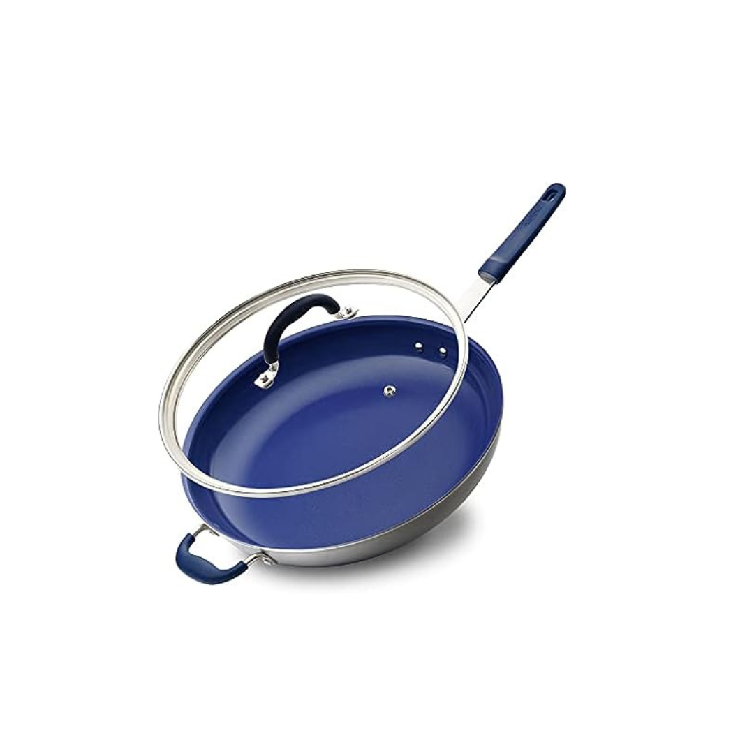 NutriChef 14" Extra Large Nonstick Fry Pan with Lid