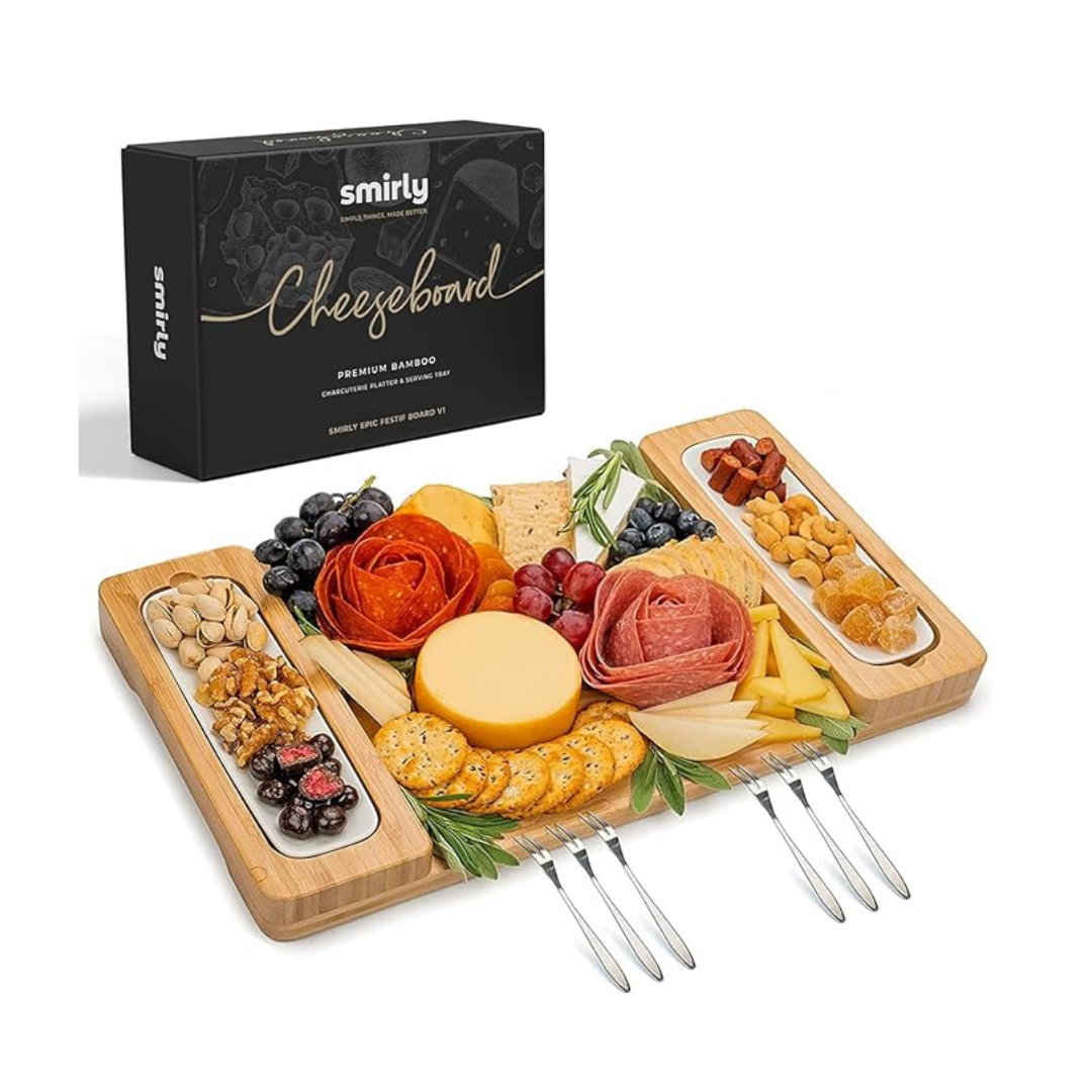 Smirly Bamboo Wooden Cheese Board Set