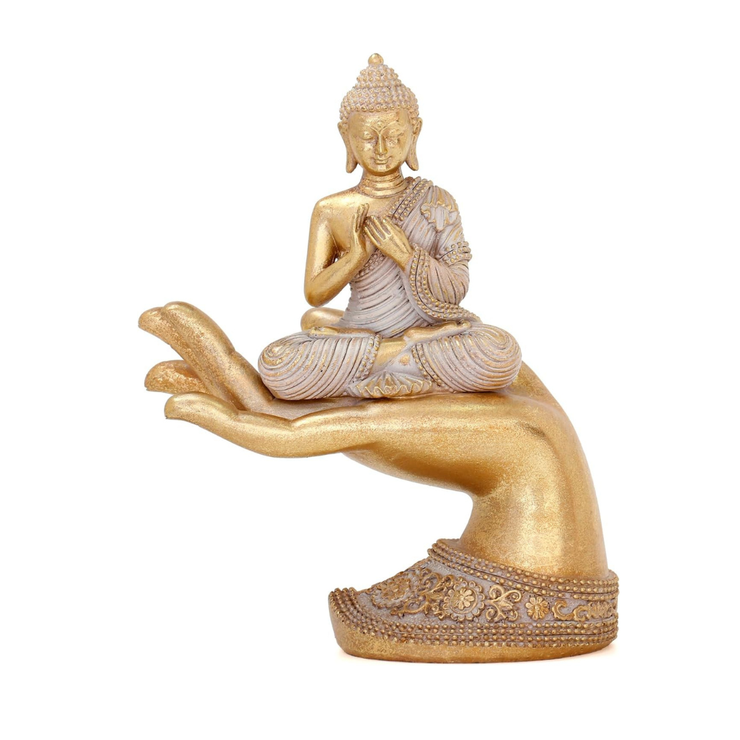 Suoedd Spiritual Living Room 8.7" Gold Buddha Statue