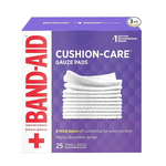 Band-Aid Brand Cushion Care Non-Stick Gauze Pads, Individually-Wrapped, Small, White, 2 x 2 in (25 Count, Pack of 3)