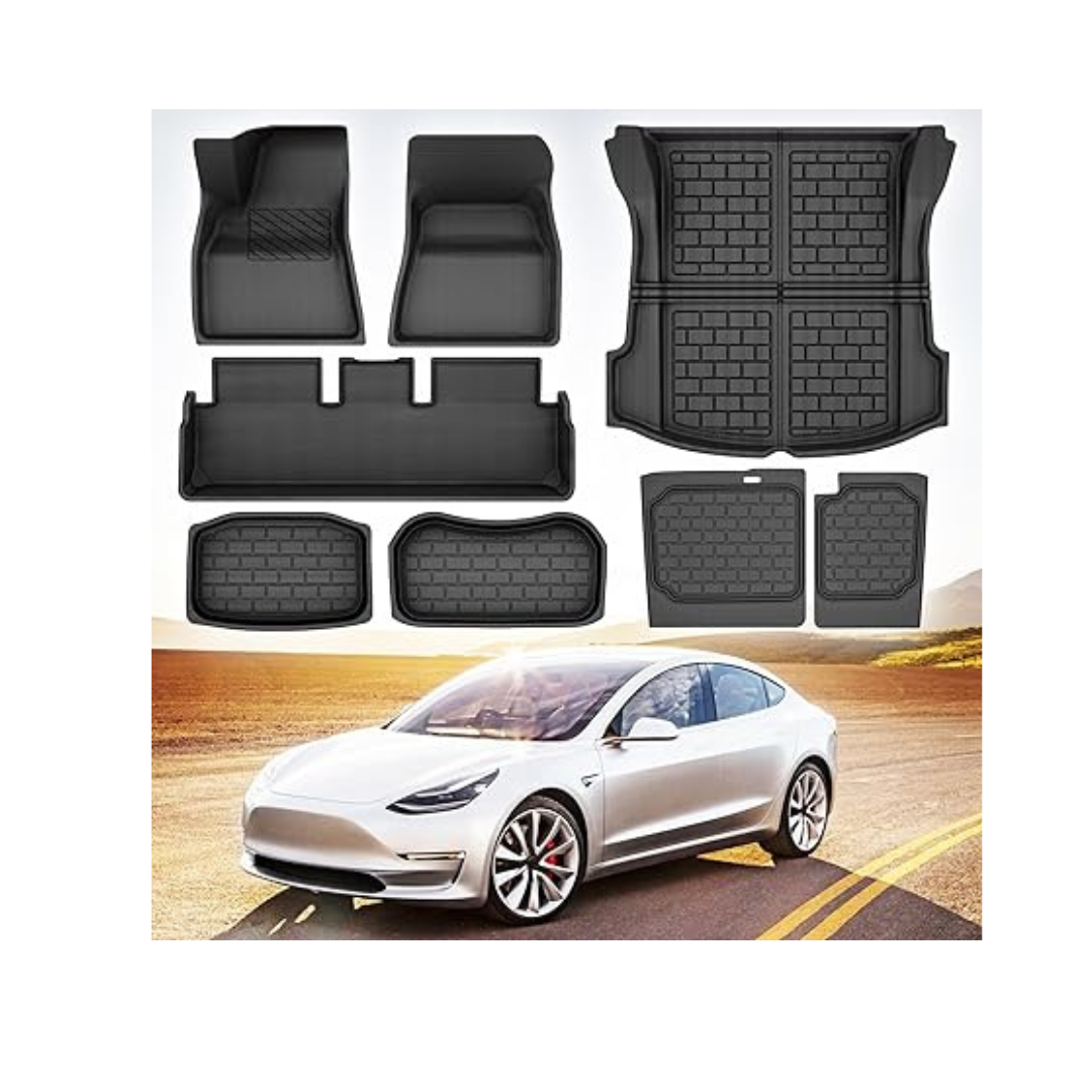 8-Piece Autosaver88 Tesla Model 3 Anti-Slip Waterproof Floor Mats Set