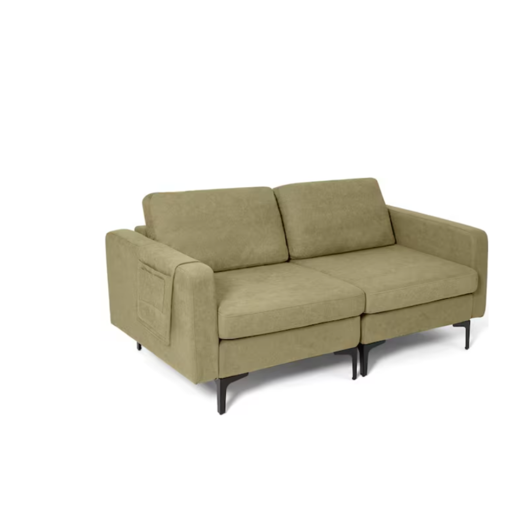 Costway 66" Width Modern Loveseat Linen Fabric 2-Seat Sofa Couch