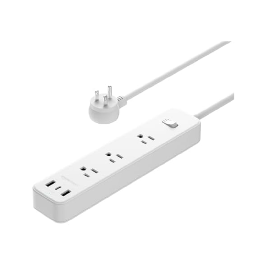AmazonBasics 5ft 3 Outlet 3 USB Port Power Strip Extension Cord