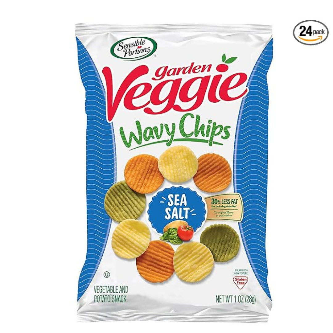 24-Pk Sensible Portions Garden Veggie Chips, Sea Salt, 1 Oz Bags