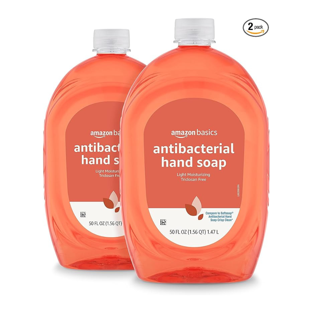 2 Bottles Of Amazon Basics Antibacterial Liquid Hand Soap 50oz Refill