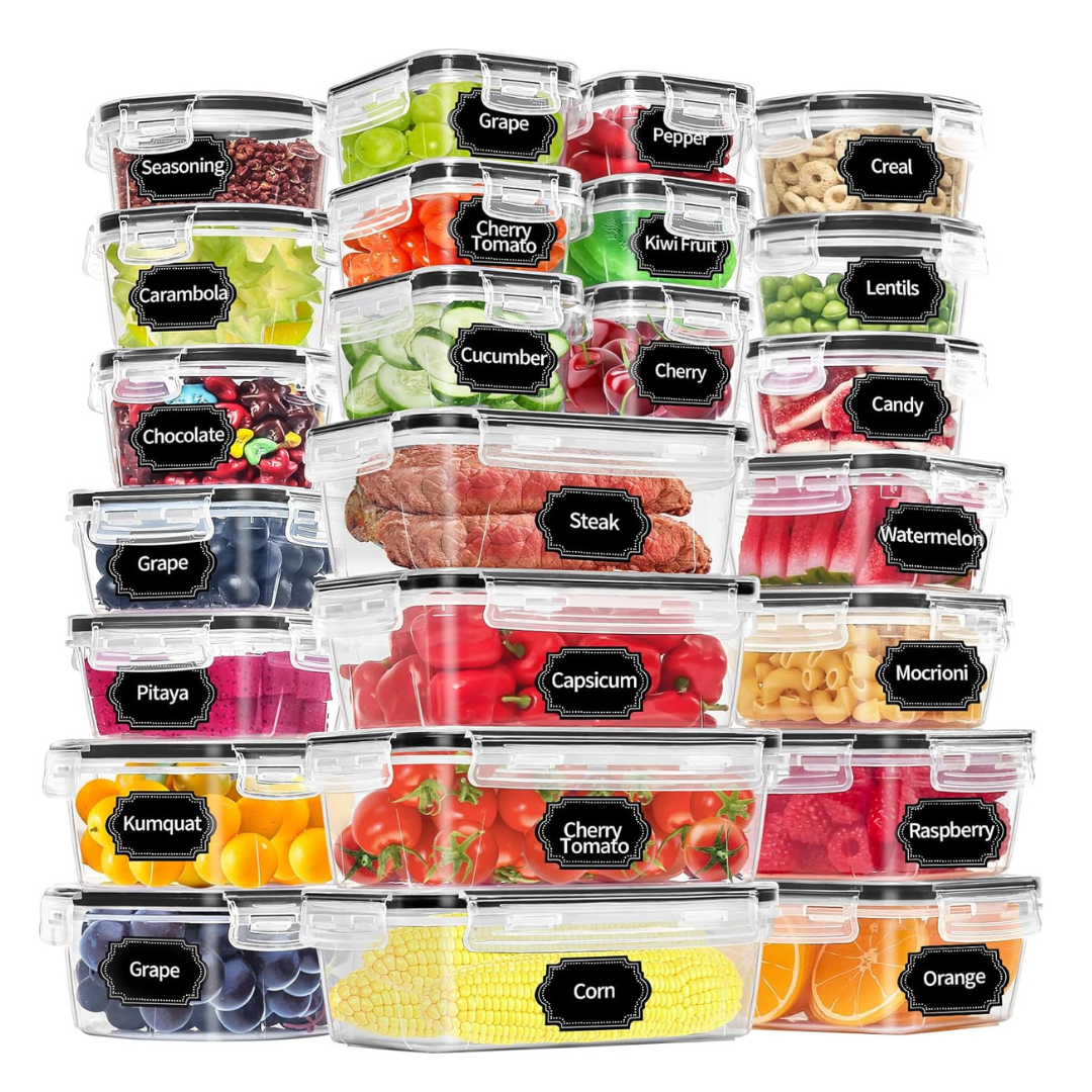 24 Piece Food Storage Containers with Airtight Lids
