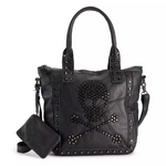 AmeriLeather QMetal Crossbones Leather Tote Bag (2-colors) + $10 Kohls Cash