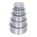 Chef Buddy 5-Piece Stainless Steel Bowl Set With Lids