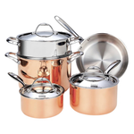 8-Piece Cooks Standard Copper Multi-Ply Clad Cookware Set