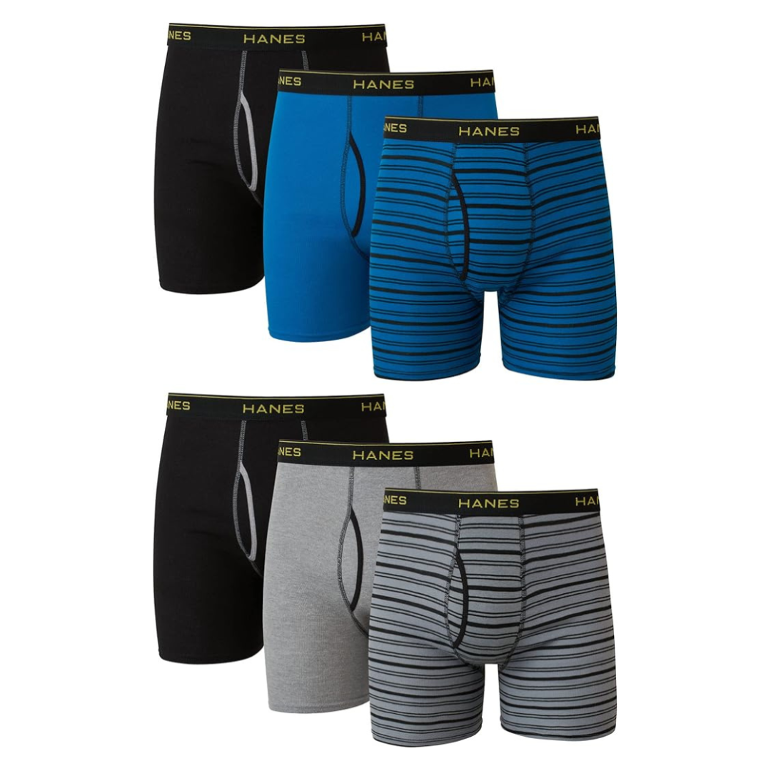 6 Pack Hanes Men's Moisture-wicking Underwear Briefs