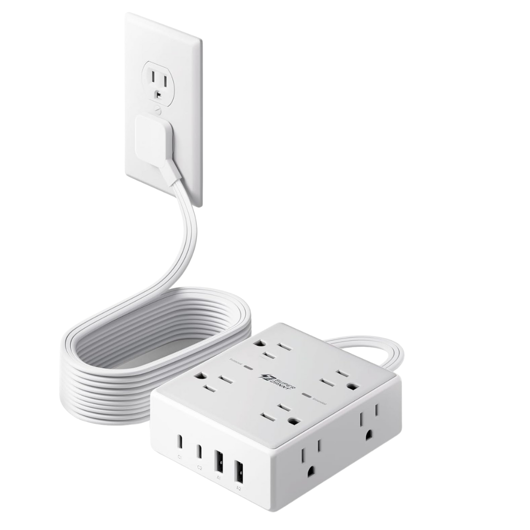 Surge Protector Power Strip 10' Extension Cord With Multiple Outlets