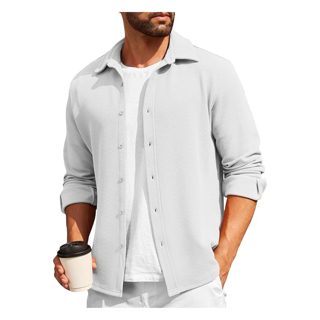 COOFANDY Men's Casual Jacket Fashion Textured Shirt