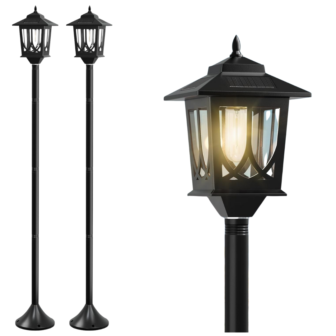 2-Pack 63" Waterproof Solar Lamp Post Light