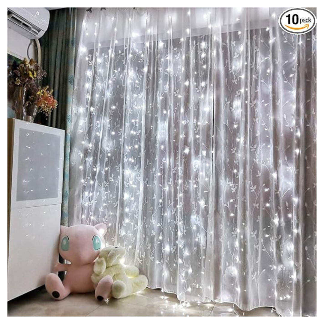 10-Pack LED Curtain String Lights With Remote