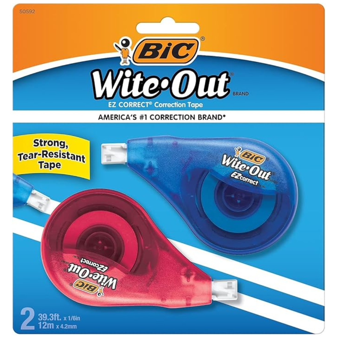2-Count BIC Wite-Out Brand EZ Correct White Correction Tape (39.3Ft)