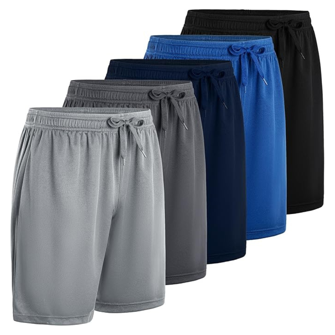 5-Pack Quick Dry Athletic Gym Men's Shorts With Pockets