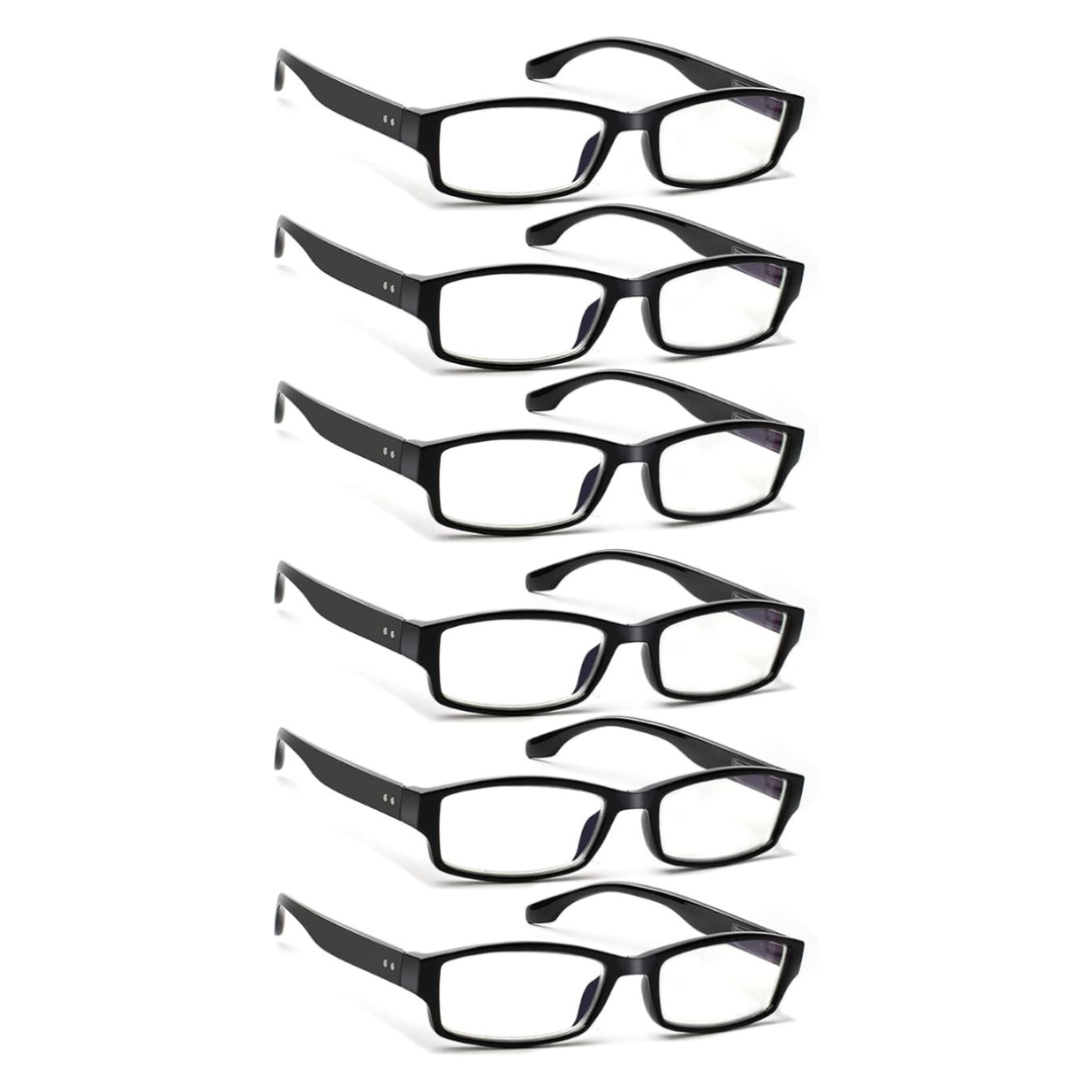 6 Pack Unisex Computer Reading Glasses W/ Spring Hinges
