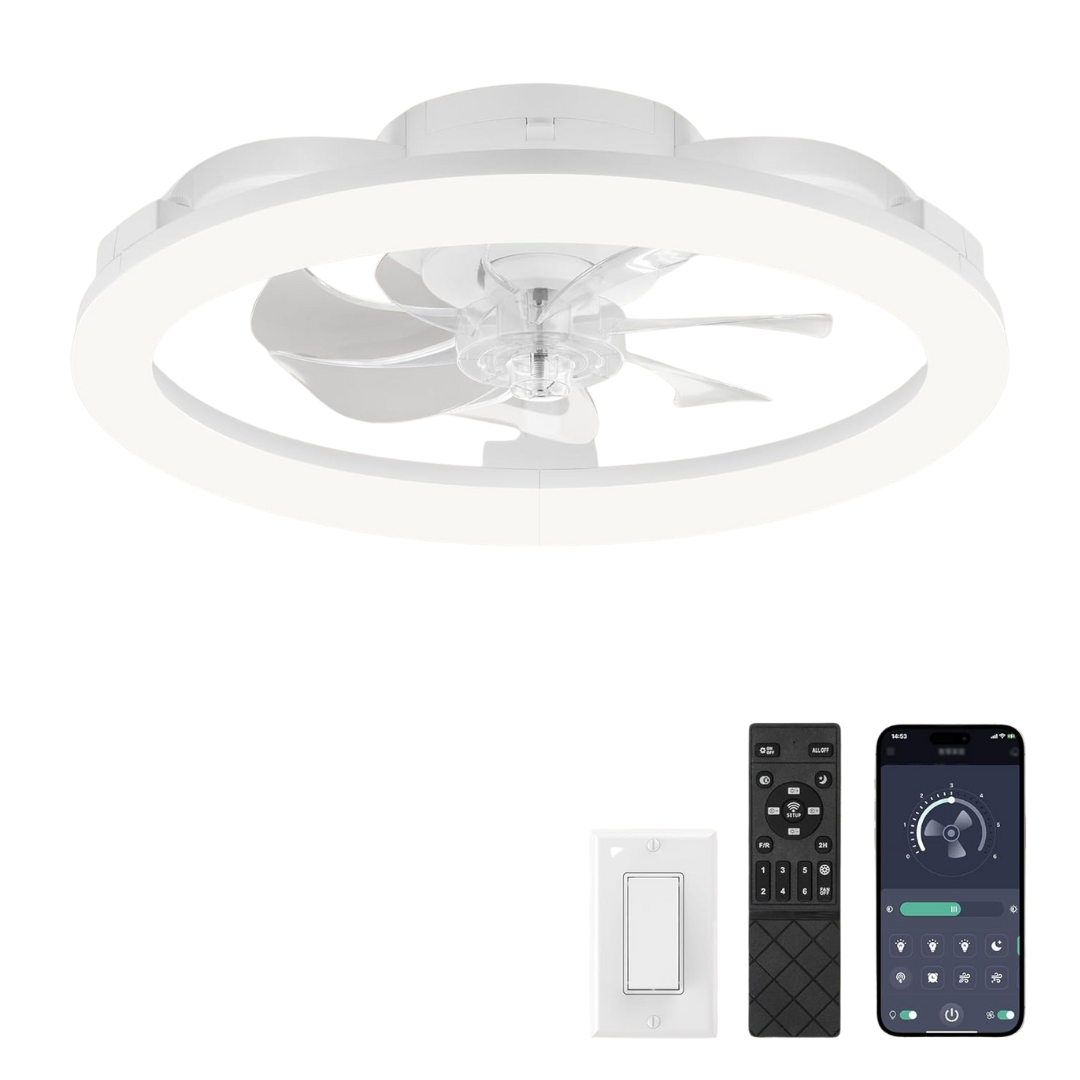 20" Low Profile Ceiling Fans With Lights And Remote (2 Colors)