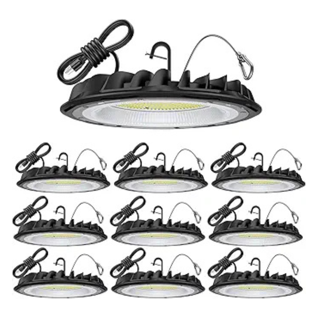 10-Pack 155W UFO LED High Bay Shop Lights (22500lm, Daylight 5000K)