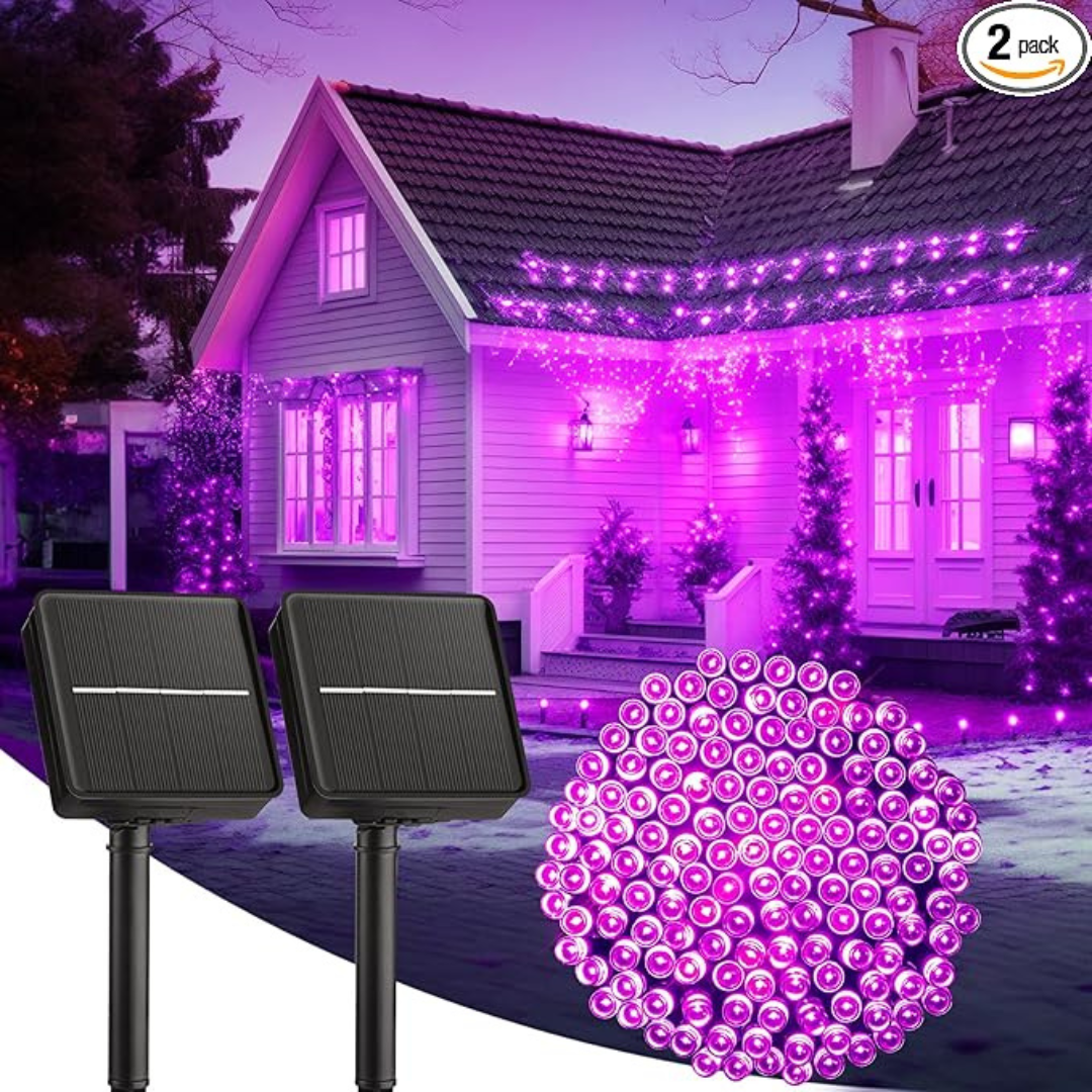 2-Pack 170ft 400LED Total Halloween Solar Lights with 8 Lighting Modes