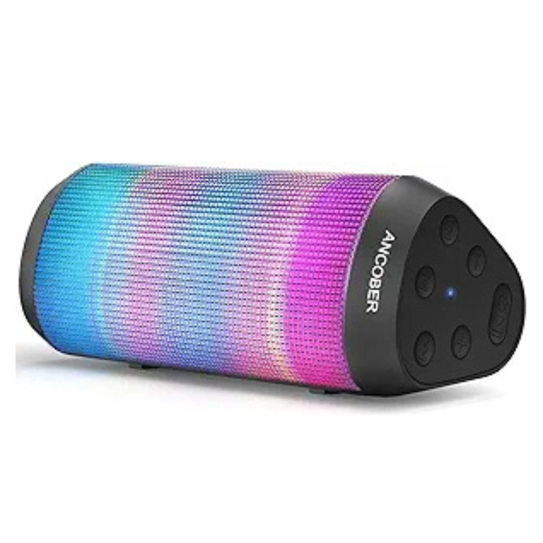 ANCOBER Portable Waterproof Bluetooth Speaker with TWS and Cool Lights