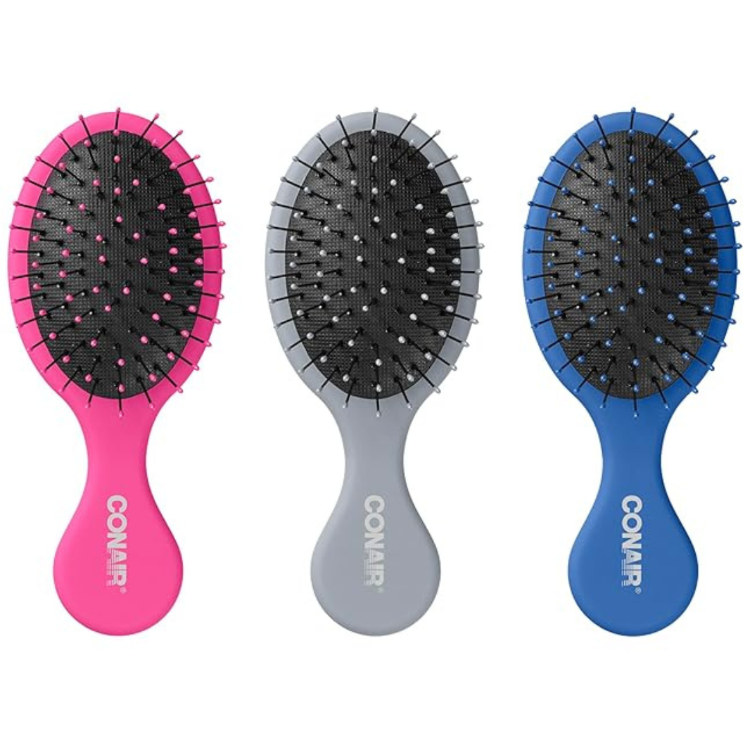 Conair Detangling Mini Hair Brush Set, 3-Pack