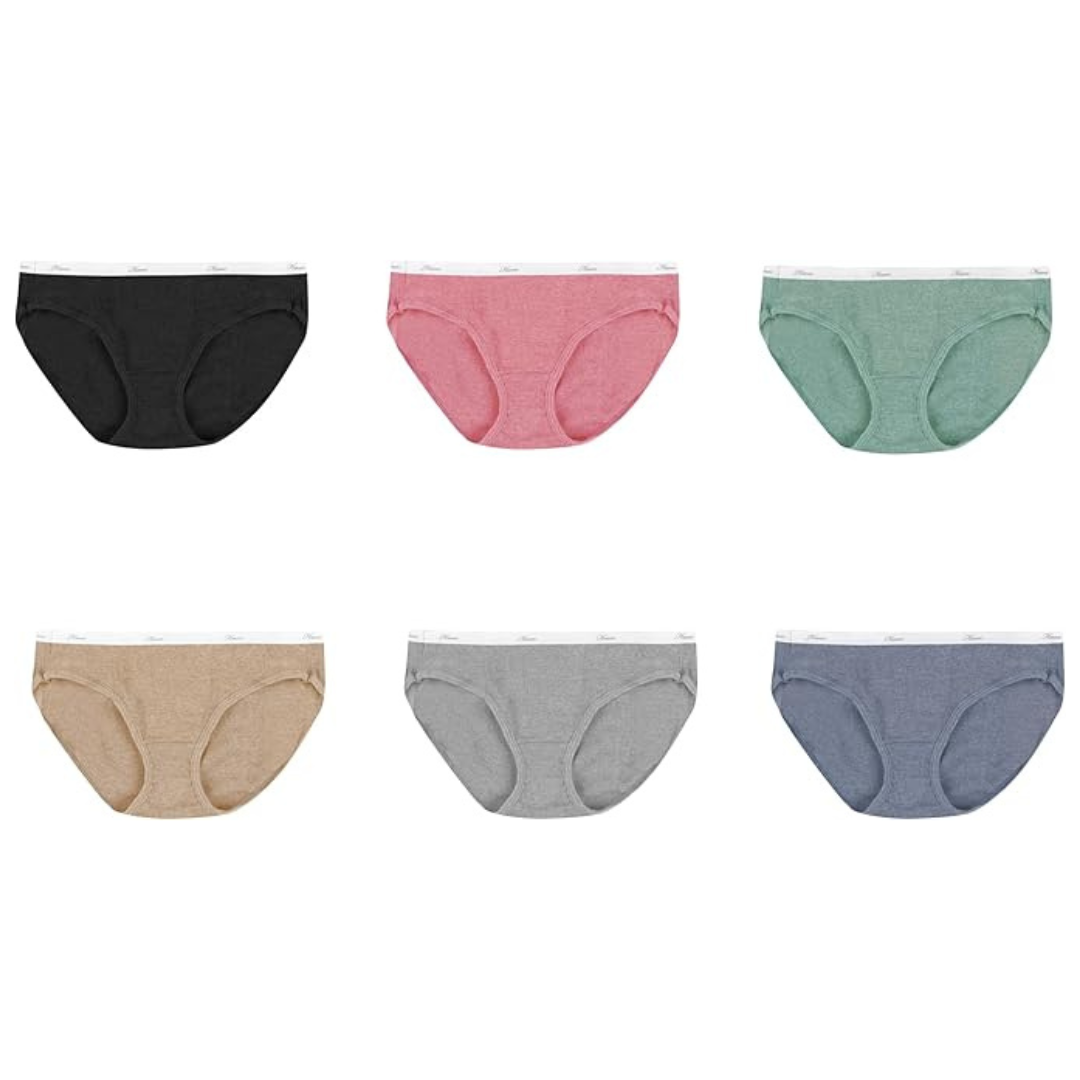 6-Pack Hanes Women's Ribbed Cotton Underwear Hipster Panties