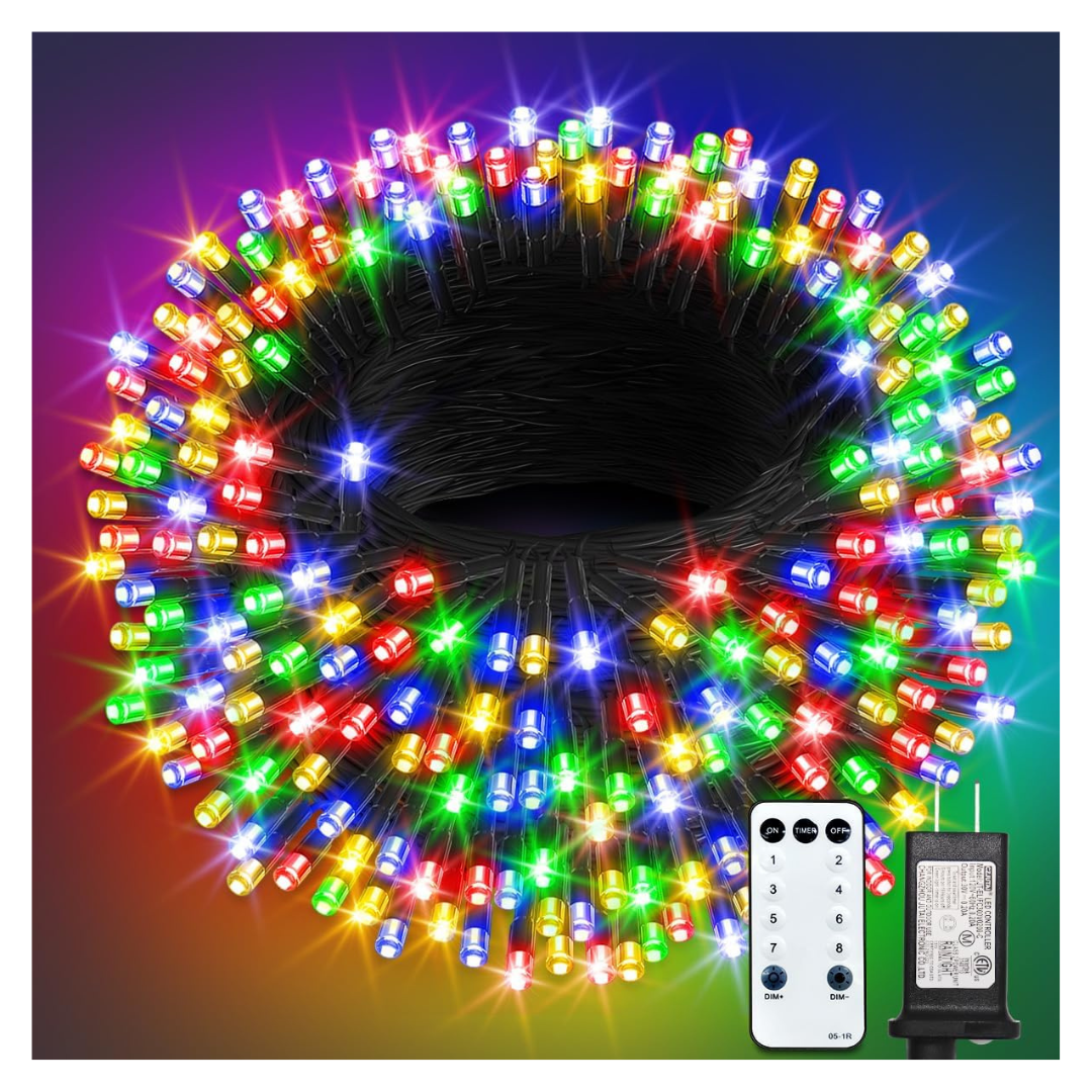 100FT ROSCOO 300-LED Outdoor Multicolor String Lights With Remote