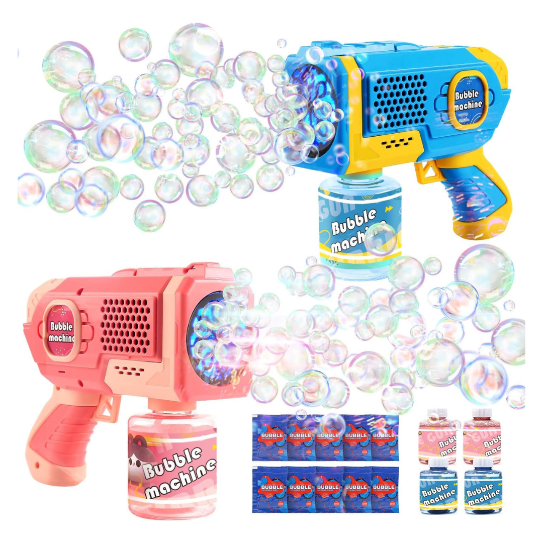 2-Pack Automatic Light Up Bubble Blower With 4 Bottles & Refills