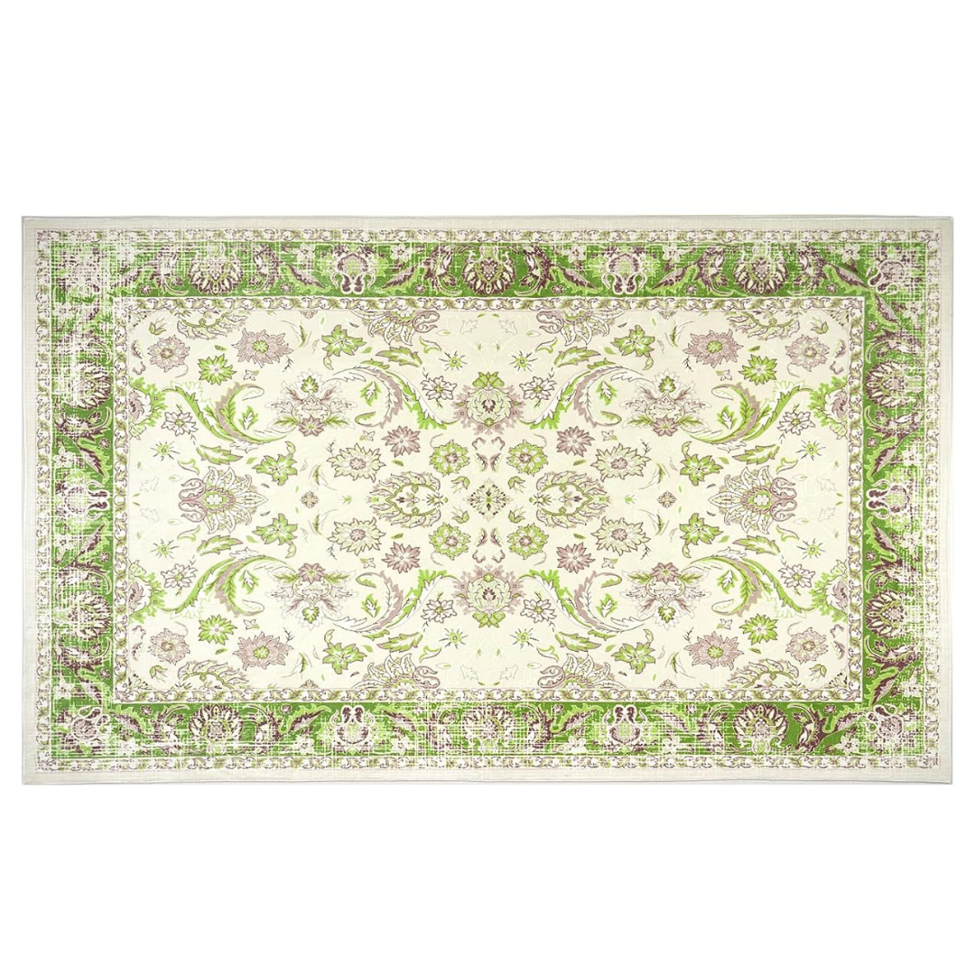 5' x 7' Vintage Non-Slip Washable Floral Area Rugs