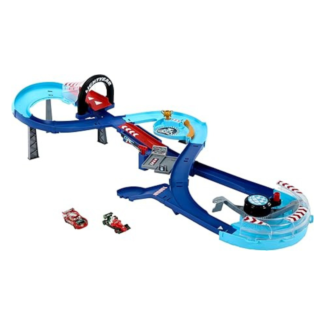 Mattel Disney & Pixar Cars GRC Jumping Raceway Track Set w/ 2 Toy Cars