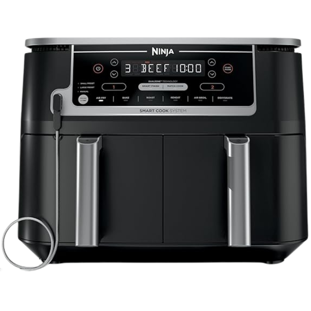 Ninja DZ550 Foodi 10 Quart 6-In-1 DualZone Smart XL Air Fryer With 2 Independent Baskets, Smart Cook Thermometer