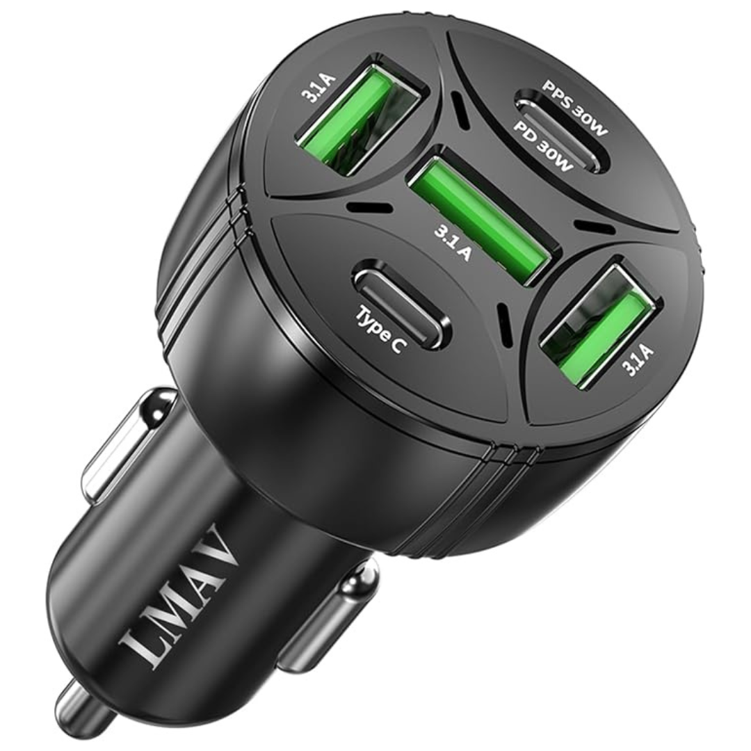 5 Ports 75W PD 3.0 USB C Car Charger Adapter