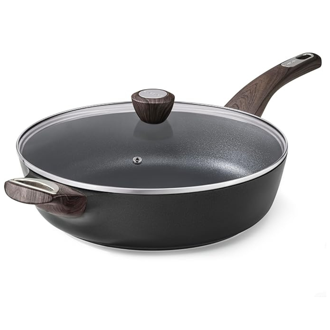 Sensarte 12" 5 Qt Nonstick Deep Frying Pan With Lid